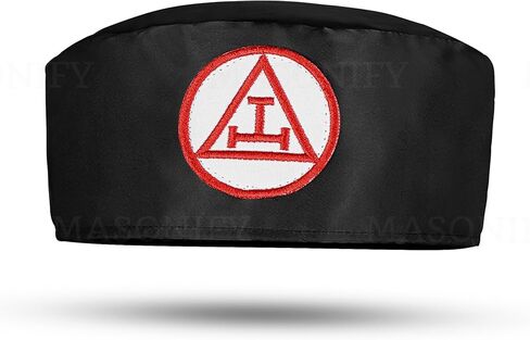 Masonic Royal Arch Crown Cap – Black Satin Triple Tau Embroidered Ceremonial Hat, Available in Sizes Small–2XL in Saudi Arabia