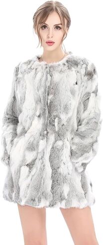 Luxury Genuine Rabbit Fur Coat for Women Real Fur Overcoat Winter Warm Outer Wear Furry Jacket in Saudi Arabia