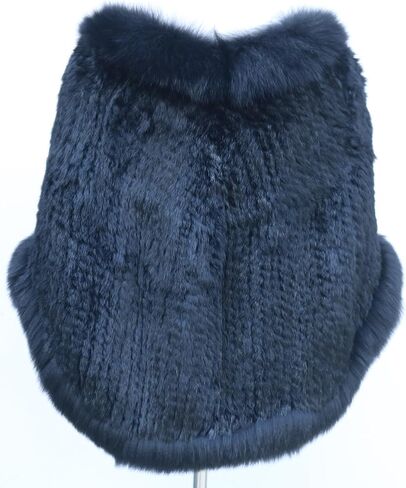 Women's Genuine Rabbit Fur Shawl Wraps With Fox Fur Trim Fluffy Warm Fur Cape Coat in Saudi Arabia