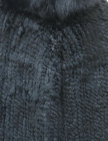 Women's Genuine Rabbit Fur Shawl Wraps With Fox Fur Trim Fluffy Warm Fur Cape Coat in Saudi Arabia
