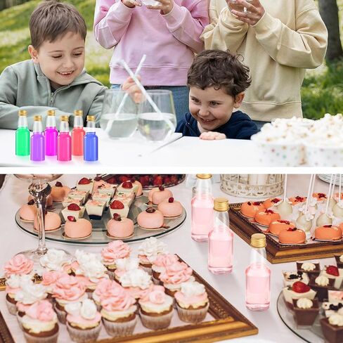 80 قطعة من زجاجات المشروبات الكحولية الصغيرة، زجاجة روح بلاستيكية، جرعة كحول بلاستيكية فارغة صغيرة سعة 2 أونصة مع 5 أقماع، وزجاجات صغيرة محكمة الغلق لتفضلات الحفلات وحفلات الزفاف (ذهبي) in Kuwait