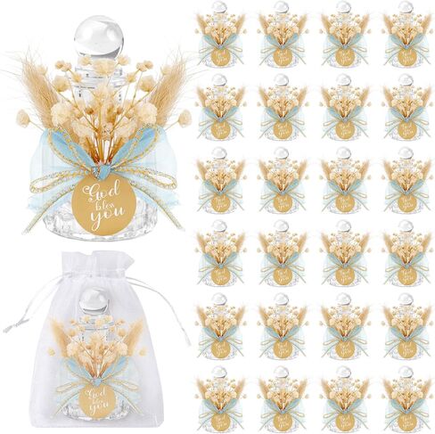 12 Set Holy Water Bottles Catholic Bulk Glass Baptism Favors for Guests Christian Water Container with Floral Organza Bags Bow for Holy Communion Gifts Church Wedding Baptism Decor (Elegant Pink, 12) in Saudi Arabia