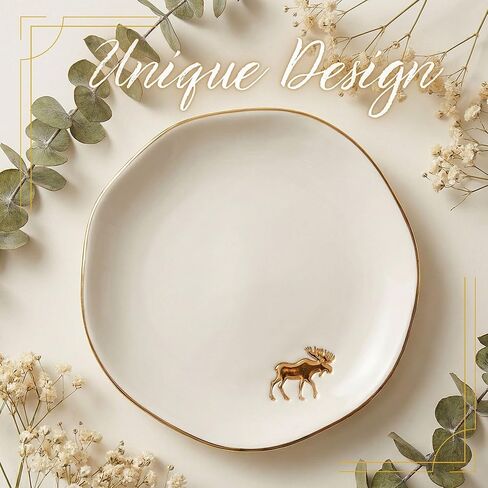 InnoBeta Moose Gifts for Women Girls, Gifts for Moose Lovers - 4.75" Handcrafted Ceramic Ring Dish with Gold Trim, Decorative Trinket Dish for Rings Earrings Necklaces in Saudi Arabia