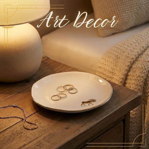 InnoBeta Moose Gifts for Women Girls, Gifts for Moose Lovers - 4.75" Handcrafted Ceramic Ring Dish with Gold Trim, Decorative Trinket Dish for Rings Earrings Necklaces in Saudi Arabia