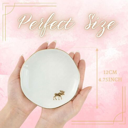 InnoBeta Moose Gifts for Women Girls, Gifts for Moose Lovers - 4.75" Handcrafted Ceramic Ring Dish with Gold Trim, Decorative Trinket Dish for Rings Earrings Necklaces in Saudi Arabia