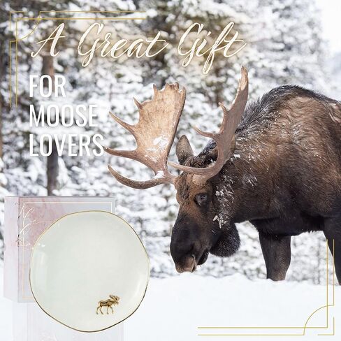InnoBeta Moose Gifts for Women Girls, Gifts for Moose Lovers - 4.75" Handcrafted Ceramic Ring Dish with Gold Trim, Decorative Trinket Dish for Rings Earrings Necklaces in Saudi Arabia