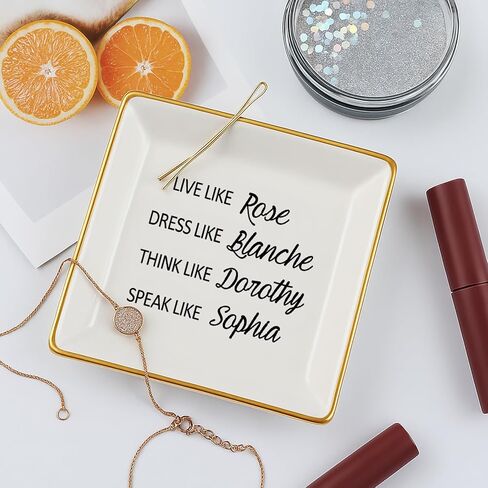 Friendship Gifts Funny Birthday Gifts for Women, Live Like Rose Dress Like Blanche Think Like Dorothy Trinket Dish Tray Friends Gift for BFF Sister in Saudi Arabia