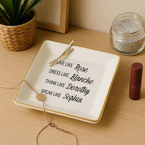 Friendship Gifts Funny Birthday Gifts for Women, Live Like Rose Dress Like Blanche Think Like Dorothy Trinket Dish Tray Friends Gift for BFF Sister in Saudi Arabia