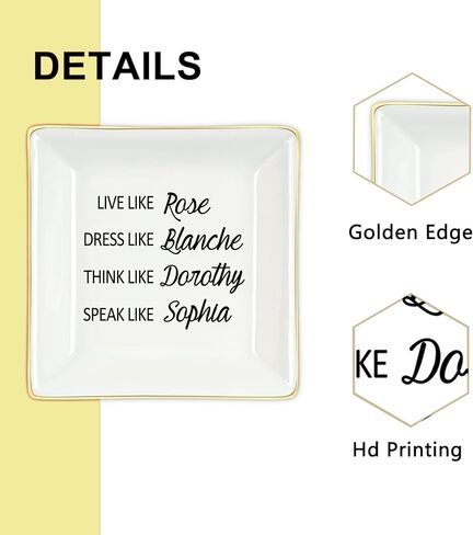 Friendship Gifts Funny Birthday Gifts for Women, Live Like Rose Dress Like Blanche Think Like Dorothy Trinket Dish Tray Friends Gift for BFF Sister in Saudi Arabia
