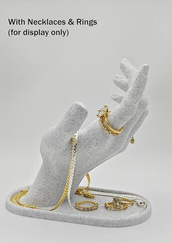 Hand Jewelry Holder, Stone-like Bracelet Holder & Display for Rings, Necklaces & Watches, Y2K Room Decor for Girls & Women, 5.6" Tall, White Marble in Saudi Arabia