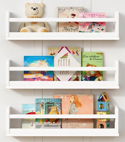 Dark Wood Wall Bookshelf for Kids Bedroom, 36 Inch Floating Nursery Bookshelf for Baby Girl Boy Room, Wooden Hanging Toddler Book Shelves for Wall (36 inch, Walnut Brown, 3-Pack) in Saudi Arabia