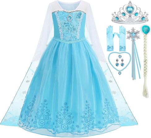 Princess Blue Costumes for Little Girls Dress Up Cosplay Fancy Halloween Carnival Christmas Party Birthday Outfit in Saudi Arabia