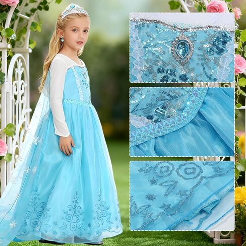 Princess Blue Costumes for Little Girls Dress Up Cosplay Fancy Halloween Carnival Christmas Party Birthday Outfit in Saudi Arabia