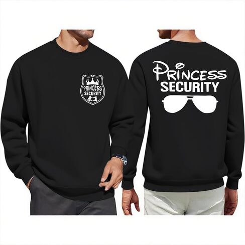 قميص بأكمام طويلة لفريق الأميرة الأمنية للرجال، سويت شيرت المملكة السحرية للإجازات العائلية، بلوفر فتاة أبي، سويت شيرت in Kuwait