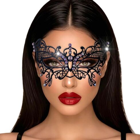 Pearl Masquerade Mask for Women Black Lace Masks Prom Costume Party Eye Mask Luxury Venetian Ball Mask in Saudi Arabia