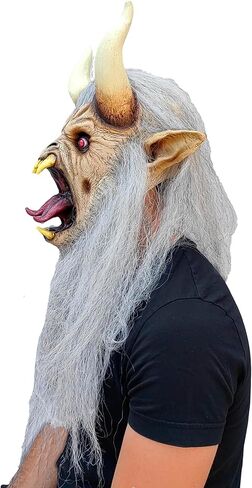 Ghoulish Productions Krampus White Scary Halloween Latex Mask Horror Xmas in Saudi Arabia