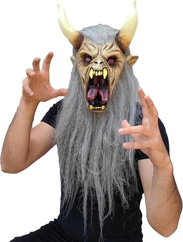 Ghoulish Productions Krampus White Scary Halloween Latex Mask Horror Xmas in Saudi Arabia