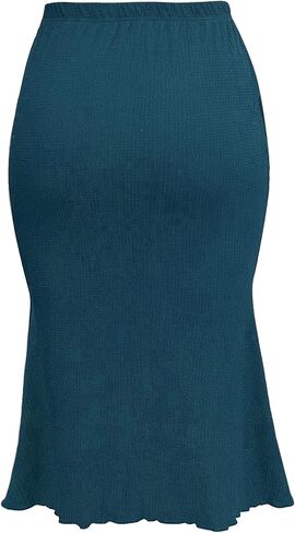 Womens Elegant Elastic High Waist Plus Size Solid Color Slim Fit Casual Holiday Maxi Skirts in Saudi Arabia