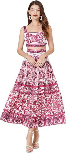 Women's Celadon Print Camisole with Vest Two Piece Set Dress Bohemian Long Dresses in Saudi Arabia