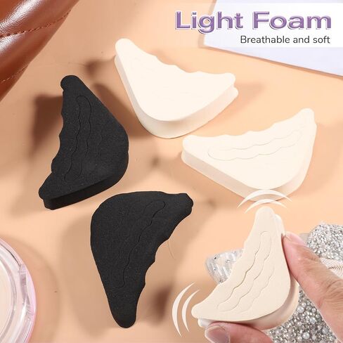 4 Pairs Shoe Filler Inserts Adjustable Toe Inserts for Shoes Too Big Half-Size Toe Pads for Women and Men Cushion Insert for Loose Shoes, High Heels, Sneakers, Boots, Black and Beige in Saudi Arabia