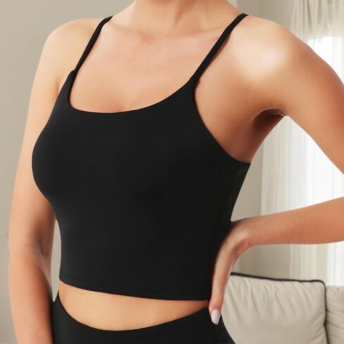 Longline Sports Bras for Women, Adjustable Strappy Running Workout Gym Yoga Crop Tank Top in Saudi Arabia