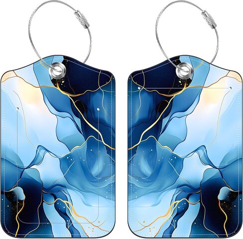 2 Pack Orange Flowers and White Daisies Luggage Tags for Suitcase,with Stainless Steel Loop and Privacy Cover,Quick Identification ID Label,PU Leather Luggage Tags Suitable for Travel Bag Tags in Saudi Arabia