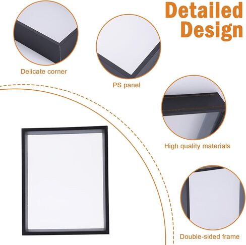 Double-Sided Acrylic Shadow Box Frame, 8x10 Wooden Display Case with Removable Panels for Dried Flowers, Keepsakes, Tickets - 1.2" Deep Black Tabletop Memory Box in Kuwait