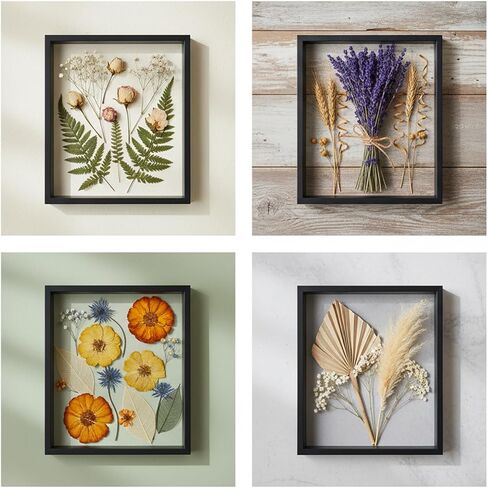 Double-Sided Acrylic Shadow Box Frame, 8x10 Wooden Display Case with Removable Panels for Dried Flowers, Keepsakes, Tickets - 1.2" Deep Black Tabletop Memory Box in Kuwait
