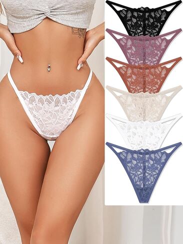 Lace G-String Thongs for Women Sexy Low Rise Underwear Women Pack T-back Thongs Panties 6 Pack in Saudi Arabia