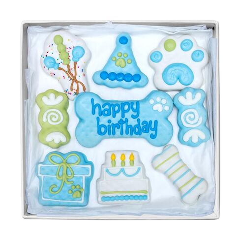 Wufers Dog Birthday Cookie Box - Dog Cookies, Human Grade Ingredients, Cute Hand Decorated and Gentle for Tummies of All Breed Sizes - 9 Cookies, Birthday Girl in Saudi Arabia