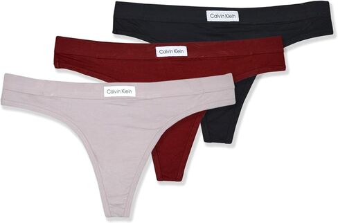 Calvin Klein Womens 3 Pack Tab Logo Cotton Blend Panty Underwear Thongs, in Saudi Arabia