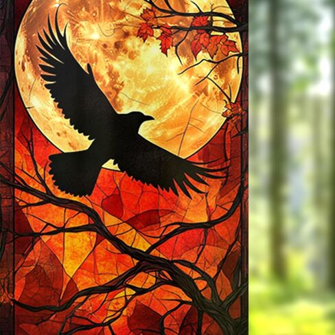 Nuxovilar Purple Spider Window Film, 17.7×39.4inch Web Stained Glass Pattern, PVC Static Cling for Living Room/Entryway Holiday Decor (Sparkle) in Saudi Arabia