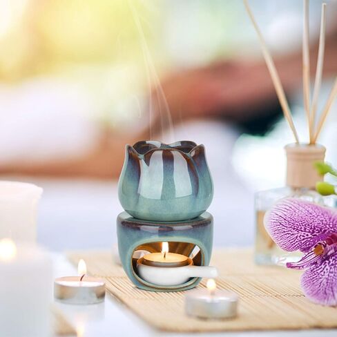ComSaf Wax Melt Burners Essential Oil Burner Set of 2, Aromatherapy Aroma Burner Ceramic Oil Diffuser Candle Tealight Holder Home Bedroom Decor Christmas Housewarming Gift in Saudi Arabia