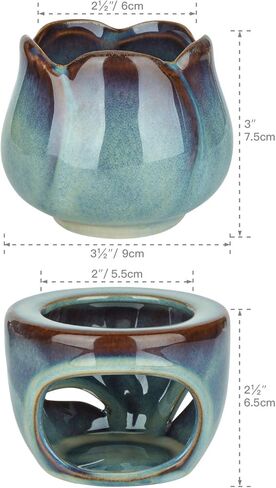 ComSaf Wax Melt Burners Essential Oil Burner Set of 2, Aromatherapy Aroma Burner Ceramic Oil Diffuser Candle Tealight Holder Home Bedroom Decor Christmas Housewarming Gift in Saudi Arabia