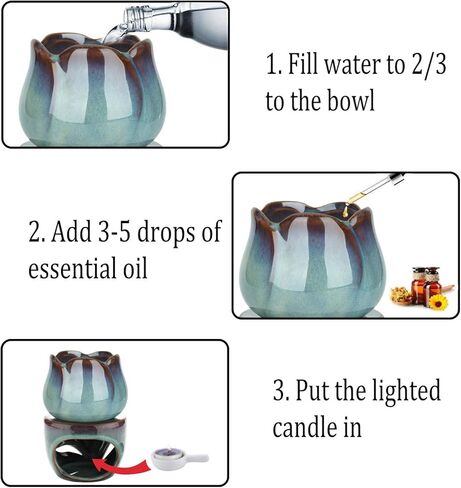 ComSaf Wax Melt Burners Essential Oil Burner Set of 2, Aromatherapy Aroma Burner Ceramic Oil Diffuser Candle Tealight Holder Home Bedroom Decor Christmas Housewarming Gift in Saudi Arabia