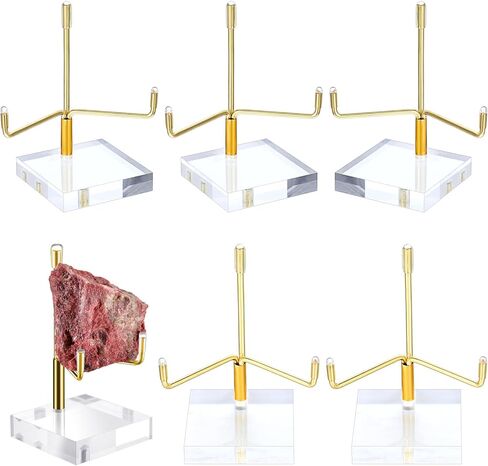 MAQUITA 6 Pcs Acrylic Easel Display Stand, Crystal Acrylic Easel Geode Stand with Adjustable Metal Arms, Rock Display Crystal for Gemstones Fossils Minerals (2.4 × 2.4 × 3.82 Inch) in Saudi Arabia