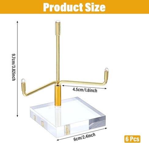 MAQUITA 6 Pcs Acrylic Easel Display Stand, Crystal Acrylic Easel Geode Stand with Adjustable Metal Arms, Rock Display Crystal for Gemstones Fossils Minerals (2.4 × 2.4 × 3.82 Inch) in Saudi Arabia