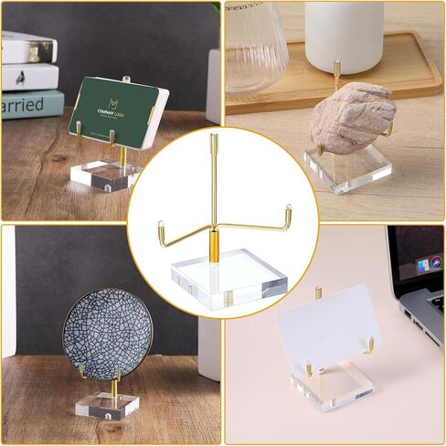 MAQUITA 6 Pcs Acrylic Easel Display Stand, Crystal Acrylic Easel Geode Stand with Adjustable Metal Arms, Rock Display Crystal for Gemstones Fossils Minerals (2.4 × 2.4 × 3.82 Inch) in Saudi Arabia