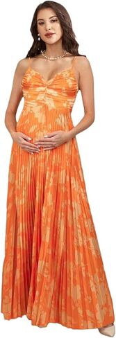 فستان حفلات الأمومة المطوي من الساتان فساتين الحمل الطويلة لالتقاط الصور بأشرطة السباغيتي ثوب استحمام الطفل in Kuwait