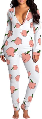 Christmas One Piece for Women Jumpsuit Stripe Print Long Sleeve Romper Sexy One Piece Pajamas Sleepwear Xmas Pjs in Kuwait