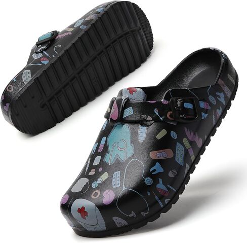 ihinzry Slip Resistant Work Clogs with Adjustable Buckle - Comfortable Slip-On Shoes for Chef, Nurse, Gardener, Easy Clean & Durable Professional Footwear in Saudi Arabia