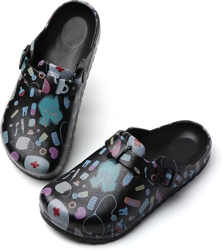 ihinzry Slip Resistant Work Clogs with Adjustable Buckle - Comfortable Slip-On Shoes for Chef, Nurse, Gardener, Easy Clean & Durable Professional Footwear in Saudi Arabia