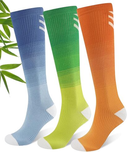 JODUCE 3 Pairs Compression Socks for Women, Bamboo Viscose 15-25 mmHg Knee High Support Socks for Pregnant Nurses Travel in Saudi Arabia
