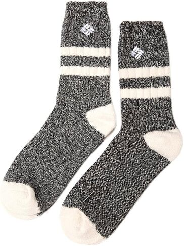 Columbia Women's Super Soft Thermal Crew Socks 2 Pair (Black/Ivory Stripe) in Saudi Arabia