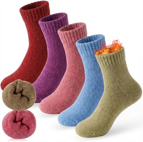 Jeyiour 5 Pairs Winter Warm Wool Socks for Women Soft Thick Comfort Thermal Casual Cotton Athletic Socks Gifts in Saudi Arabia