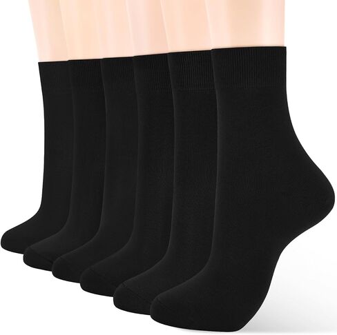 Thin Cotton Crew Socks for Women,Soft Bootie Above Ankle Dress Calf Socks 3 Pairs in Saudi Arabia