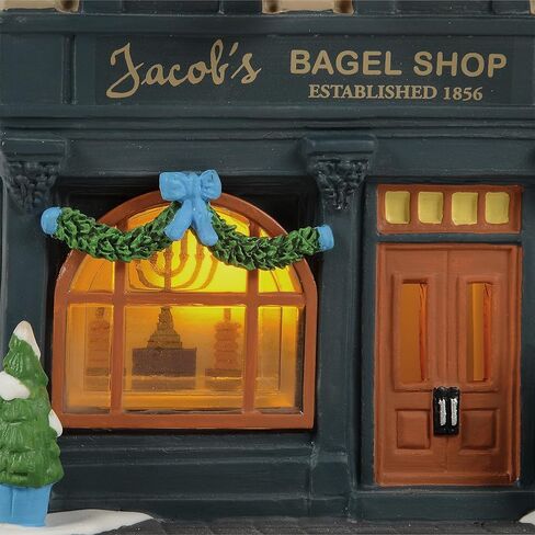 القسم 56 عيد الميلاد في مبنى City Village Jacob's Bagel Shop Lit، 9 بوصة، متعدد الألوان in Kuwait