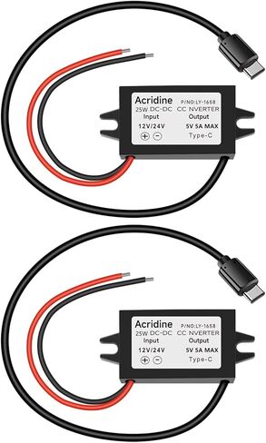 محول تيار مستمر 12 فولت/24 فولت إلى 5 فولت USB C Buck Converter 3A 15W Type-C وحدة شحن مخرج مقاوم للماء محول طاقة باك متوافق مع Raspberry Pi 4، الهاتف المحمول... in Kuwait