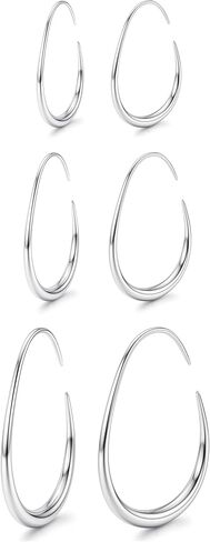 LOLIAS 3 Pairs Teardrop Hoop Earrings for Women Trendy 14K Gold Plated Oval Hoop Earring Set Hypoallergenic Stainless Steel Earrings Lightweight Large Statement Earring Women's jewelry in Saudi Arabia