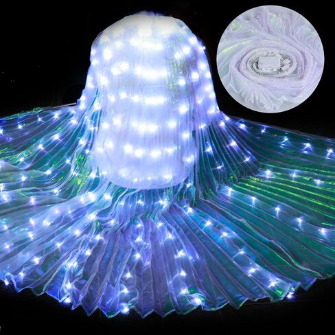 LED Isis Wings, Belly Dance LED Isis Wing Adult Women Butterfly Wings for Girls, Glow Angel Wing with Telescopic Stick Glowing Light Up Costume for Carnival, Stage, Halloween Christmas Party in Saudi Arabia